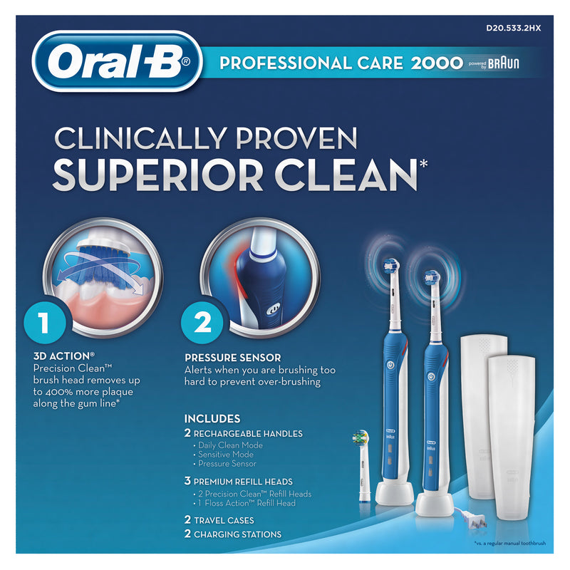 Oral-B Pro Care 2000双手柄可充电牙刷Oral-B Pro Care 2000双手柄可充电牙刷 - FushionGroupCorp