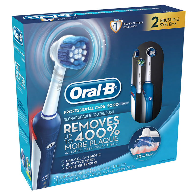 Oral-B Pro Care 2000双手柄可充电牙刷Oral-B Pro Care 2000双手柄可充电牙刷 - FushionGroupCorp
