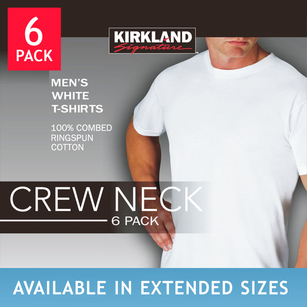 Kirkland Signature Men's Crew Neck Tee 6-pack, WhiteKirkland Signature Men's Crew Neck Tee 6-pack, White - FushionGroupCorp