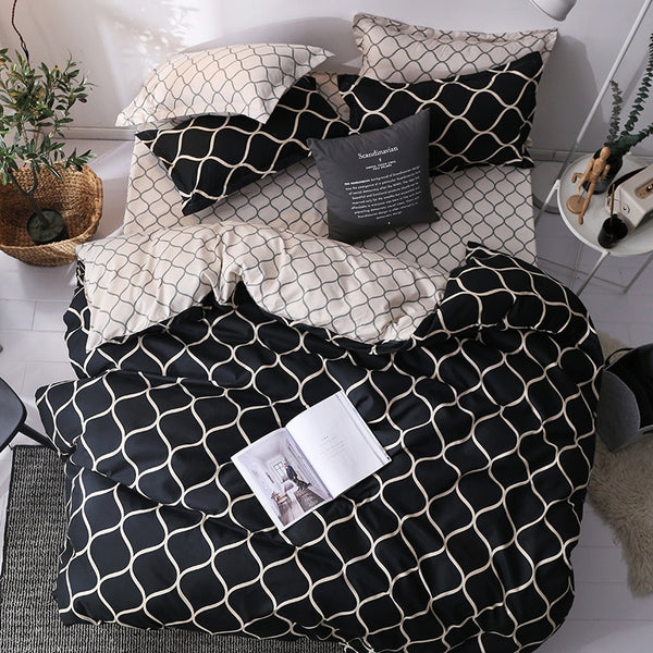 Luxury Bedding Set Super King Duvet Cover Sets 3pcs Marble Single Swallow Queen Size Black Comforter Bed Linens Cotton 200x200 - FushionGroupCorp