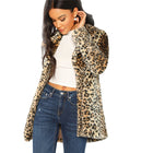 Multicolor Elegant Highstreet Leopard Print Stand Collar Fuzzy Coat  Autumn Office Lady Women Coats And Outerwear - FushionGroupCorp