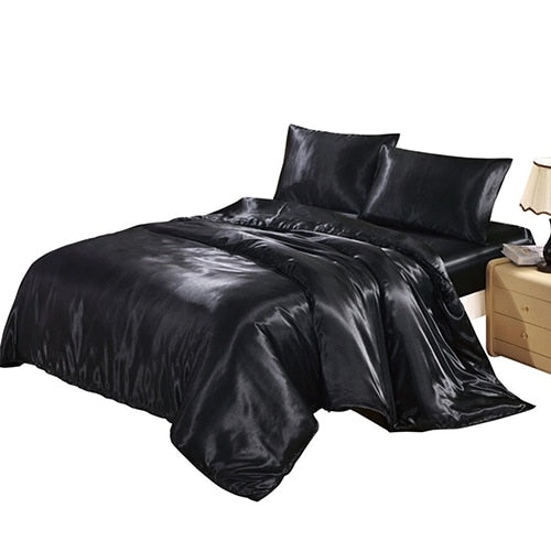 NEW satin bedding set comforter bedding set duvet cover bed sheet pillow Quilt cover Single/Double/Queen Size Quilted - FushionGroupCorp