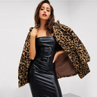 Elegant Leopard Print Faux Fur Coat Women Autumn Winter Jacket Outerwear 2019Warm Soft Overcoat Casual Womens Coats - FushionGroupCorp