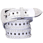 Fashion Rhinestone belts for women Metal hollow genuine leather men's belt Quality cow skin luxury unisex waist strap Width 3.3 - FushionGroupCorp