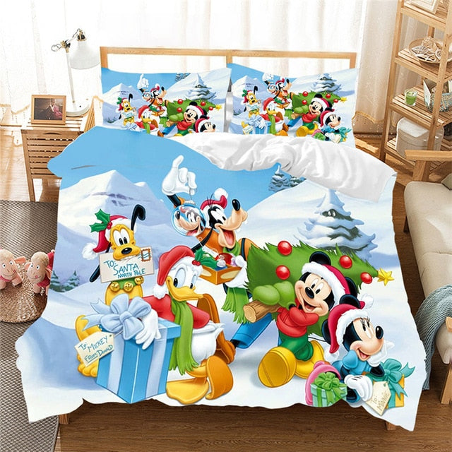 Mickey Minnie Christmas Santa Claus Bedding Set Duvet Cover Children Bed Set Queen King Siz Gift   Nightmare Before Christmas - FushionGroupCorp