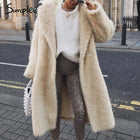 Simplee Plus size women faux fur coat Long sleeve buttons autumn winter female warm overcoat Fashion soft ladies long coats 2019 - FushionGroupCorp