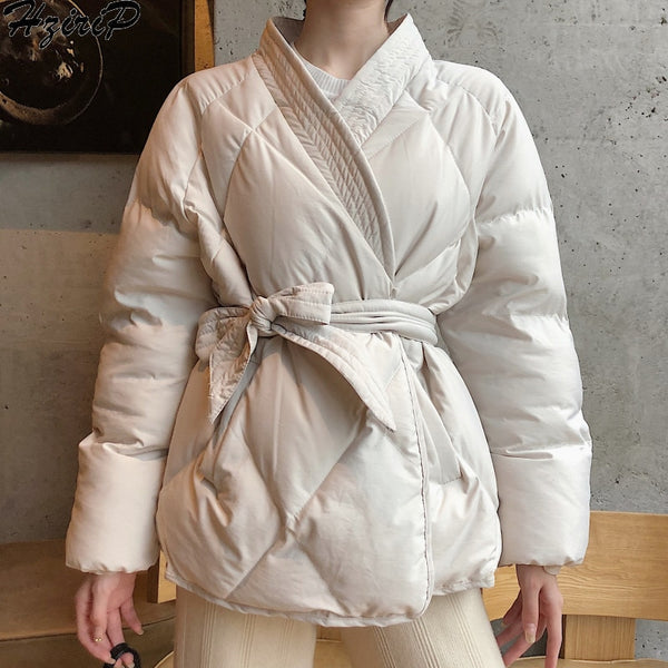 2019 New Design Women Winter Solid Sashes Coat Female Thick High Quality Students Outwear Sweet Women Jacket Plus Size - FushionGroupCorp