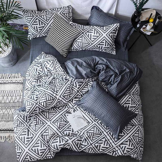 Luxury Bedding Set Duvet Cover Sets 3pcs Marble Super King Size Single Swallow Queen Full Twin Black Comforter Bed Linens Cotton - FushionGroupCorp