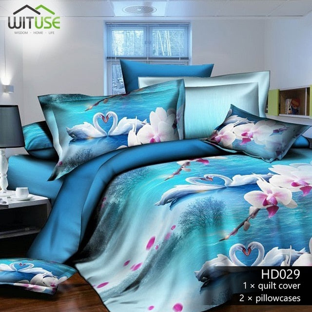 3Pcs Queen Size Luxury 3D Rose Bedding SetS Red Color Bedclothes Comforter Cover Set Wedding Bed Duvet Quilt Cover Pillowcase - FushionGroupCorp
