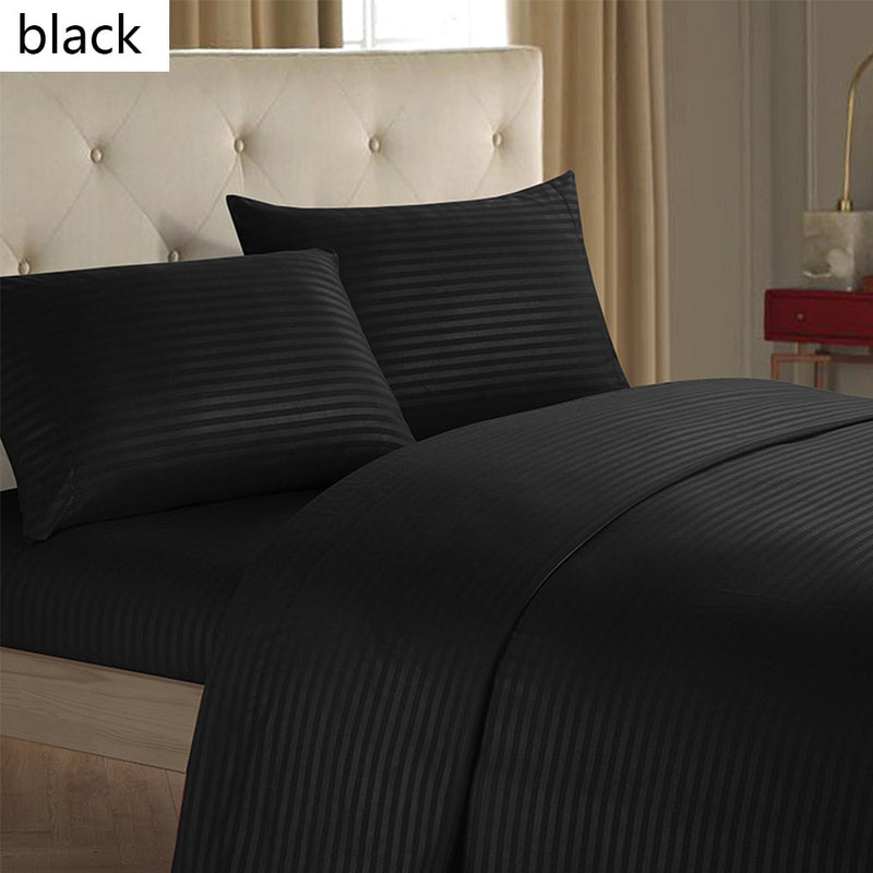 King Queen Size Home Textile Brief Nordic Bedding Set Men Women Bed Linen Black White  Microfiber Striped Bed Sheet Pillow Set - FushionGroupCorp