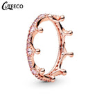 CUTEECO Fashion Rose Gold Magic Love Crown Zircon Combination Rings for Women Wedding Ring Engagement Jewelry Valentine's Day - FushionGroupCorp