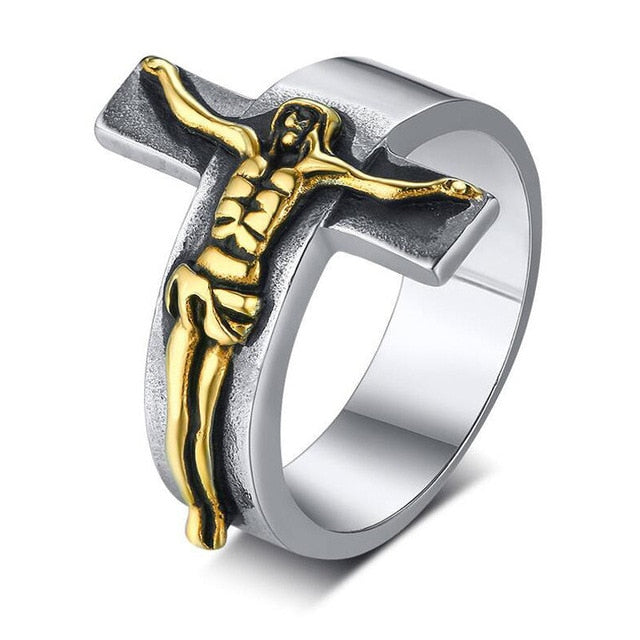 Meaeguet Separable Ankh Egyptian Cross Ring Men Personalized Black Gold Stainless Steel Key of Life Wedding Male Anel Jewelry - FushionGroupCorp