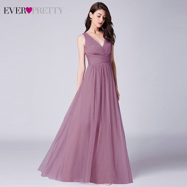 Ever Pretty Long Prom Dresses 2020 Pleated A-Line Floor-Length Vestido De Festa Women Elegant Sleeveless Banquet Party Dress - FushionGroupCorp