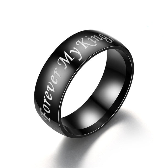 Black Silver Stainless Steel Ring Fashion Couple Rings Permanent Love Romantic engagement Anniversary Gift for Women Men - FushionGroupCorp