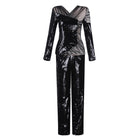 INDRESSME 2019 Fashion V-Neck Mesh Lace Sequin Sexy Business Pant Suits Set Top Formal Women OL Elegant Skinny 2 Pieces Sets - FushionGroupCorp