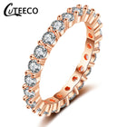 CUTEECO Rose Gold Silver Zircon Engagement Ring Crystal Wedding Rings for Women Fashion Jewelry Gift 2019 Anillos Mujer - FushionGroupCorp