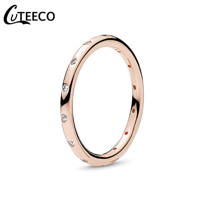 CUTEECO Rose Gold Silver Zircon Engagement Ring Crystal Wedding Rings for Women Fashion Jewelry Gift 2019 Anillos Mujer - FushionGroupCorp