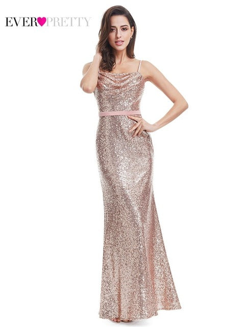 Plus Size Gold Sequined Evening Dresses Ever Pretty Mermaid V-Neck Elegant Women Formal Party Long Dresses Abendkleider 2020 - FushionGroupCorp
