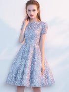 DongCMY New Short Sexy Flower Cocktail Dresses Sleeve Dinner Elegant Vestido Gowns - FushionGroupCorp