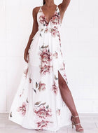 Summer Women  Holiday Dress Strappy Floral Maxi Beach Sundress Party Long Dress - FushionGroupCorp