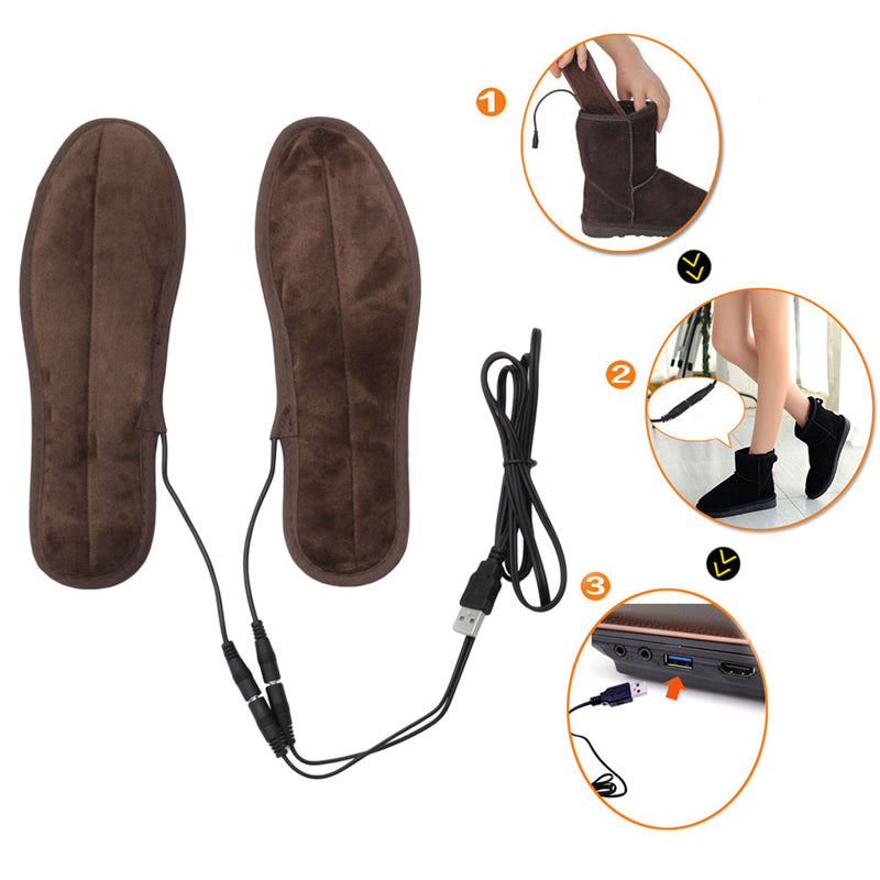 New USB Electric Powered Plush Fur Heating Insoles Winter Keep Warm Foot Shoes Insole - FushionGroupCorp