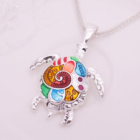 Fashion Animal Turtle Necklace & Pendants Bright Colors Enamel Tortoise Multi Necklace Women Sea Jewelry Anime Christmas Gifts - FushionGroupCorp