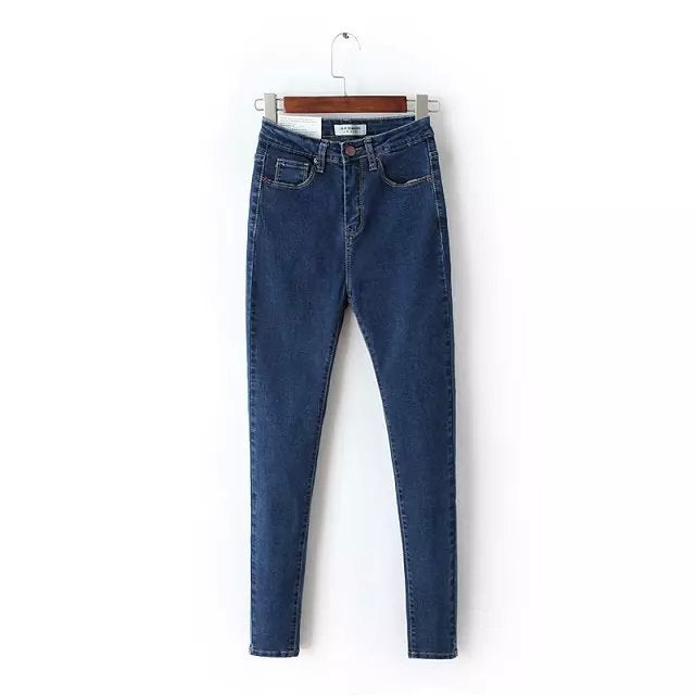 2017 Vintage Mom Fit High Waist Jeans Elastic Femme Women Washed Blue Denim Skinny Jeans Classic Pencil Pants C3553 - FushionGroupCorp