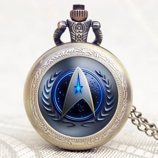 Hot Selling Style Star Trek Theme 3 Colors Pocket Watch With Necklace Chain High Quality Fob Watch - FushionGroupCorp