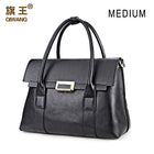 Qiwang Large Size Handbag Retro Bag Real Leather Brand Tote Bag Flap Closure Fashion Metal Lock Luxurious Handbag Purse Women - FushionGroupCorp