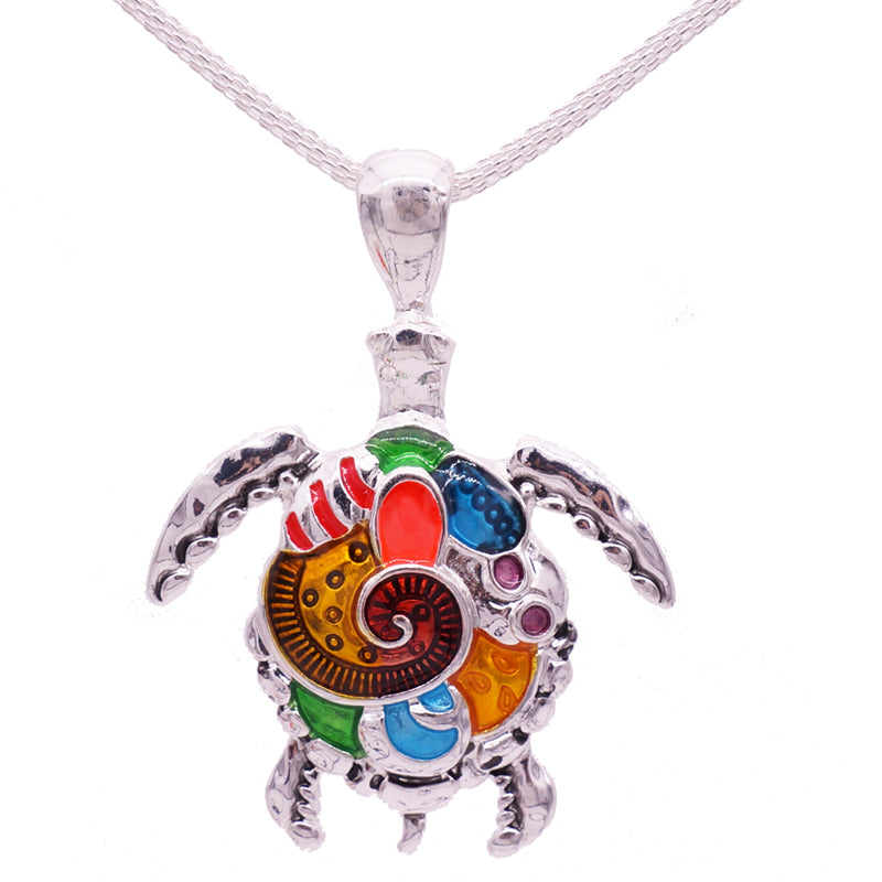 Fashion Animal Turtle Necklace & Pendants Bright Colors Enamel Tortoise Multi Necklace Women Sea Jewelry Anime Christmas Gifts - FushionGroupCorp