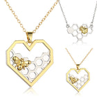 2017 Women Necklace Heart Gold/Silver Color Honeycomb Bee Animal Pendant  45cm Jewelry Party Prom Gift - FushionGroupCorp