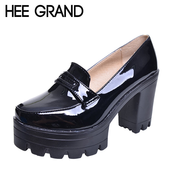HEE GRAND Fashion Sweet PU Leather Thick Heel Women Shoes, Platform Slip-on Casual Single Shoes For Women Drop Shipping XWD1334 - FushionGroupCorp