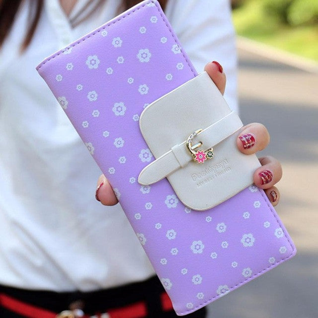Handbags Women Purse Girl Leather Wallet Long Card Holder Cute Gift Floral Handbag sacoche homme - FushionGroupCorp