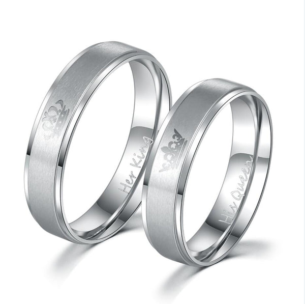 King and Queen Stainless Steel Ring Sets - His and Hers Couple Wedding Band Set Anniversary Engagement Promise Ring - FushionGroupCorp
