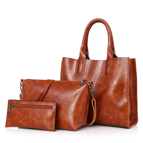 Bonsacchic 3pcs Leather Bags Handbags Women Famous Brand Shoulder Bag Female Casual Tote Women Messenger Bag Set Bolsas Feminina - FushionGroupCorp