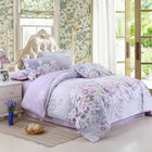 Bedding Set Purple Flowers Bed Sheet Reactive Printing Bed Linen Cotton Bedding Comforter Cover Twin/Full /Queen Size 22-1 - FushionGroupCorp