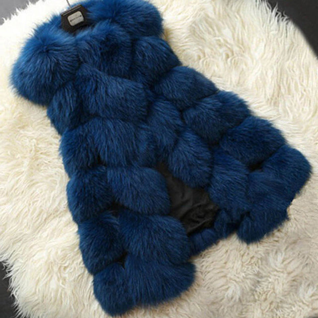 MCCKLE High quality Fur Vest coat Luxury Faux Fox Warm Women Coat Vests Winter Fashion furs Women's Coats Jacket Gilet Veste 4XL - FushionGroupCorp