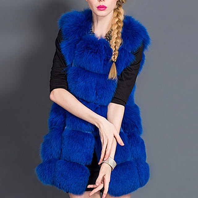 MCCKLE High quality Fur Vest coat Luxury Faux Fox Warm Women Coat Vests Winter Fashion furs Women's Coats Jacket Gilet Veste 4XL - FushionGroupCorp