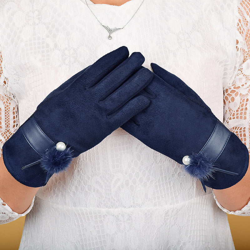 Feitong Fashion Outdoor Gloves Women Men Mitten Driving Preal faux fur Full FingerTouchScreen Glove#3 - FushionGroupCorp