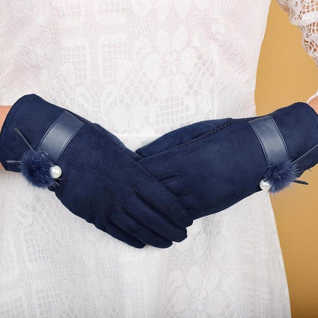Feitong Fashion Outdoor Gloves Women Men Mitten Driving Preal faux fur Full FingerTouchScreen Glove#3 - FushionGroupCorp