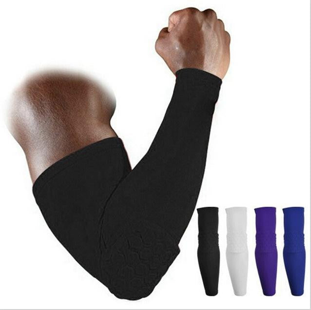 High Elastic Gym Sports Long Arm Sleeve Support Basketball Shooting Honeycomb Sport Elbow Arm Warmers Pad for Men - FushionGroupCorp