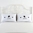 Set of 2 Couples Pillow Cases Letters Printed Pillowcases Bedding  Wedding - FushionGroupCorp