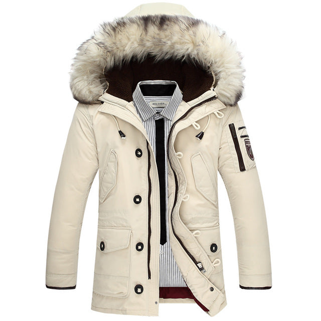 Uwback White Duck Down Jackets Men Fur Hooded Super Warm Winter Jackets Fashion Plus Size 4XL Outwear Coats Thick Parkas CAA223 - FushionGroupCorp
