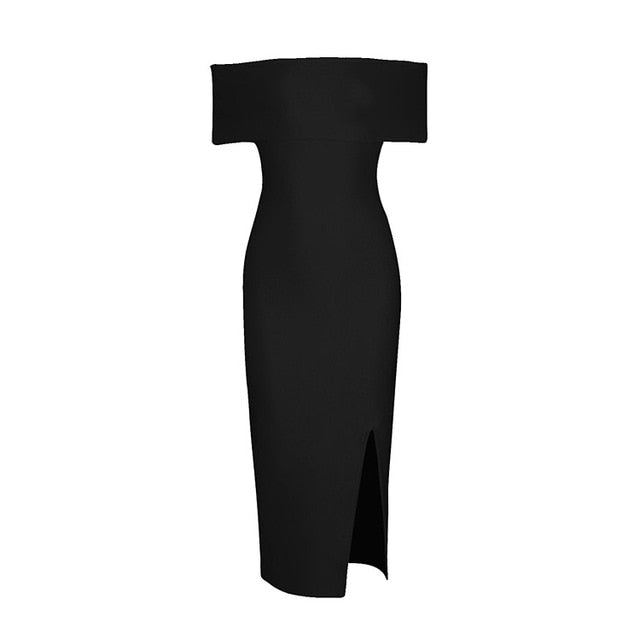 INDRESSME Off The Shoulder Split Bandage Dress Fashion - FushionGroupCorp