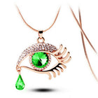 Fashion Magic Eye Crystal Tear Drop Eyelashes Necklace Long Sweater Chain - FushionGroupCorp