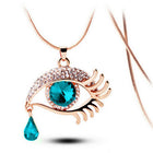 Fashion Magic Eye Crystal Tear Drop Eyelashes Necklace Long Sweater Chain - FushionGroupCorp