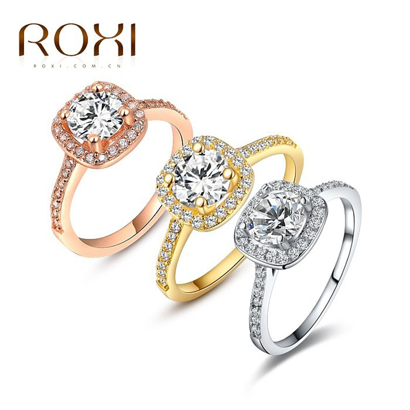 Anillos Fashion Jewelry Rings for Women White Rose Gold Color Zirconia Environmental Rhinestone Wedding Rings - FushionGroupCorp