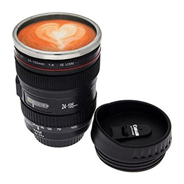 SLR Camera Lens Stainless Steel Travel Coffee Mug with Leak-Proof Lid - FushionGroupCorp