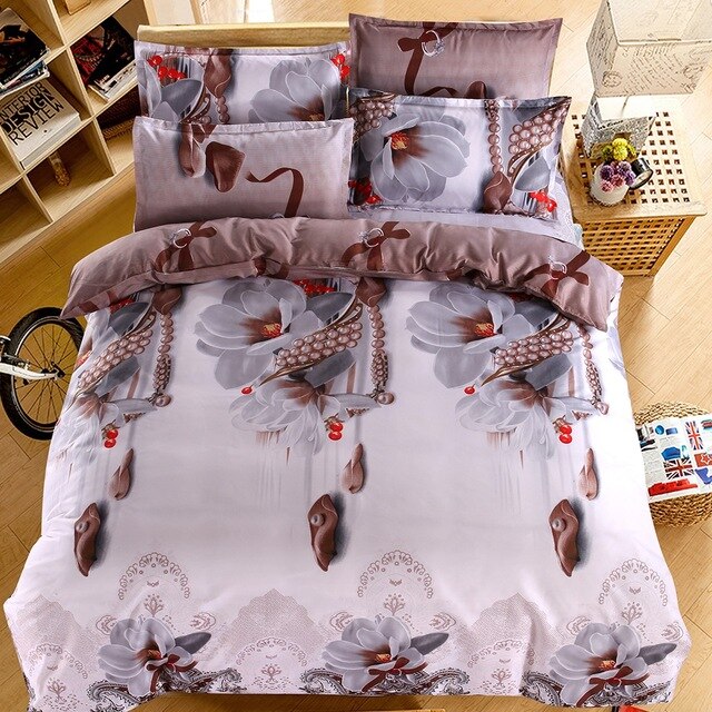 18 New Styles White Red Flower 3D Bedding Set of Duvet Cover Pillowcase Set Bed Clothes Comforters Cover Queen Twin No Quilt - FushionGroupCorp