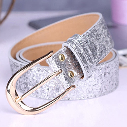 new fashion design leather belt for women  rhinestone buckle belts women jean strap gold sliver color 110,125 cm length - FushionGroupCorp